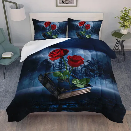 Miniatura 9 de AILONEN Juego de edredón de mariposa azul tamaño Queen, juego de ropa de cama de 3 piezas de animales elegantes, azul marino oscuro cielo nocturno