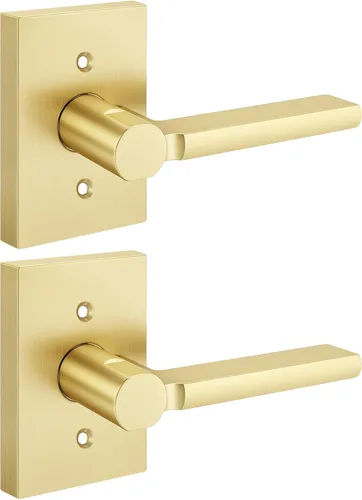 Goldenwarm Manijas de puerta ficticias doradas, aleación de zinc resistente, palanca de puerta interior sin giro para pasillo y armario, perilla de