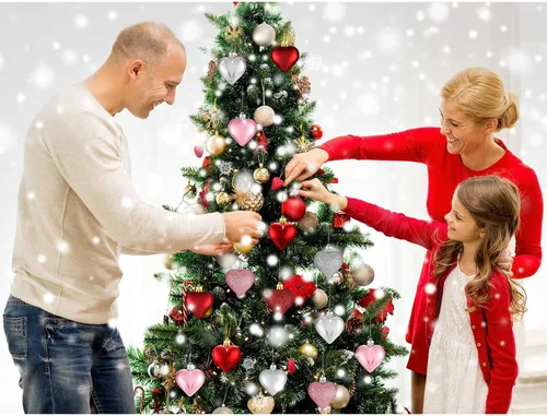 Miniatura 6 de Adornos de corazón para el día de San Valentín: 3 adornos con forma de corazón para árbol de Navidad y para colgar como decoración en el día de San