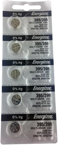 Energizer 395/399 5 pilas de óxido de plata, SR927W/SR927SW.