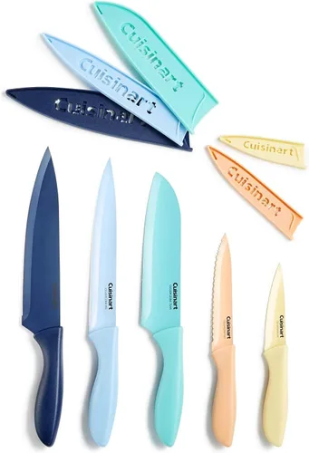 Miniatura 14 de Cuisinart C55-10PWM Juego de cuchillos recubiertos de cerámica con fundas protectoras de hoja (juego de 10 piezas) en mármol sintético