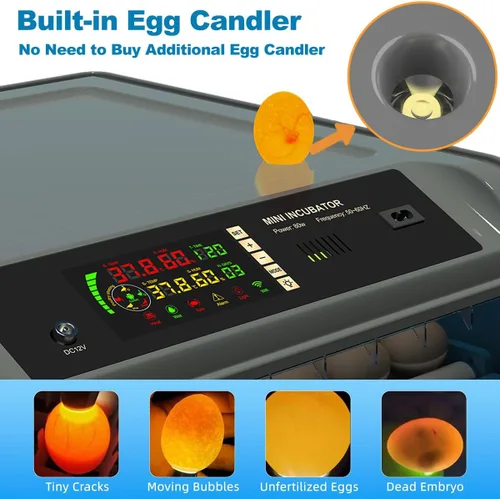 Miniatura 5 de Incubadora de huevos mejorada para incubar huevos, incubadora de huevos de pollo con giro automático de huevos, control de humedad, sistema