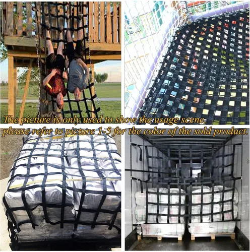 Miniatura 7 de Escalera de red de escalada, red de carga de escalada, juego de columpio, guerrero ninja campo de obstáculos, selva, gimnasio, cuerda de puente