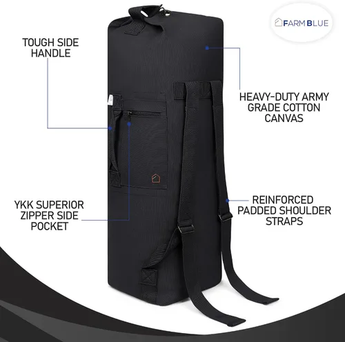 Miniatura 4 de Farm Blue Bolsa de viaje militar de 2 correas, Negro -, Camping militar