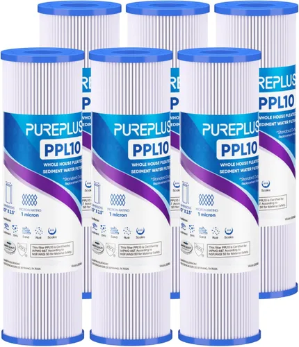Miniatura 15 de PUREPLUS Filtro de sedimento plisado para toda la casa de 5 micras de 10 x 2.5 pulgadas para agua de pozo, cartucho de repuesto para sistema