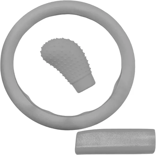 Miniatura 8 de Juego de 3 fundas de silicona antideslizantes para volante de automóvil, freno de mano y palanca de cambios, protector universal de decoración