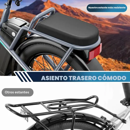 Miniatura 8 de Caroma Peak - Scooter eléctrico de 500 W/800 W/1200 W con asiento, bicicleta eléctrica de neumático grueso de 20 pulgadas con batería extraíble