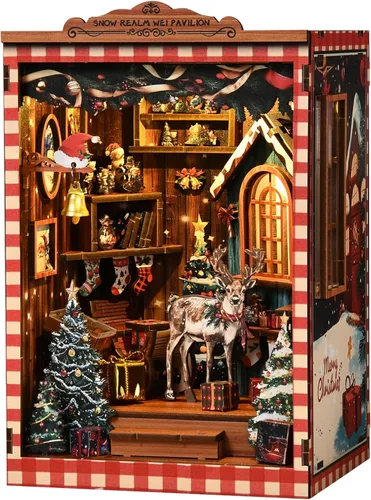KERNOWO Kit de Rincón de Libros, Rompecabezas de Madera 3D DIY para Adultos, Adolescentes y Principiantes, Kit de Casa Pequeña en Miniatura para