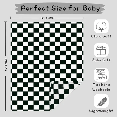 Miniatura 4 de Yurhap Manta de Bebé a Cuadros de Forro Polar para Niños y Niñas, Ultra Suave, Acogedora y Esponjosa, Mantas Receptoras para Bebés, Niños Pequeños