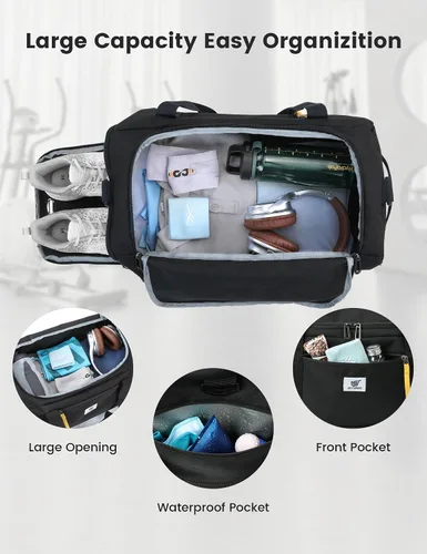 Miniatura 2 de SKYSPER Bolsa de gimnasio para hombres y mujeres Bolsa deportiva de 40 L con compartimento para zapatos, bolsillo húmedo para fitness