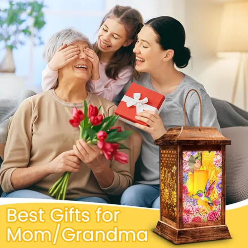 Miniatura 5 de Faroles Solares de Colibrí para Colgar al Aire Libre, Luces Solares de Metal y Vidrio para Decoración de Jardín, Regalos para Mujeres, Mamá