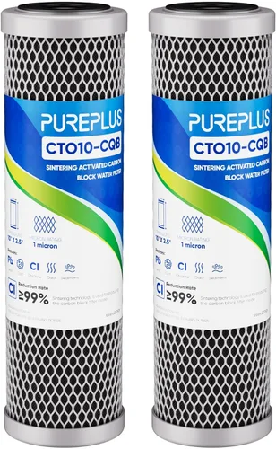 Miniatura 17 de Cartucho de filtro de agua de carbono CTO de 1 micrón, 2.5 x 10 pulgadas, repuesto para sistema de filtro de agua debajo del fregadero, Dupont