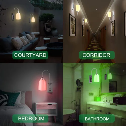 Miniatura 7 de HONWELL Lámpara de pared LED que funciona con pilas, apliques de pared para interiores, inalámbrico, multicolor, para iluminación de habitación