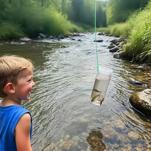Miniatura 2 de Trampa para pececillos para exteriores y acuarios: botella pequeña de plástico transparente para peces, ideal para actividades al aire libre entre