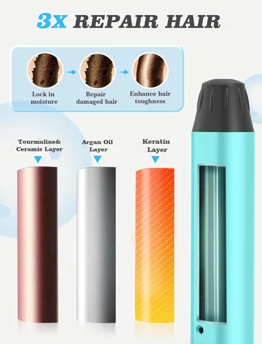Miniatura 5 de Mini rizador para viajes, 110 ~ 240 V de doble voltaje con adaptador de enchufe europeo, rizador pequeño para cabello corto, rizadores pequeños