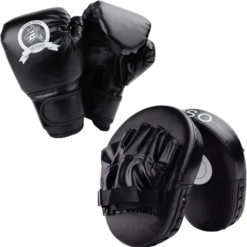 Miniatura 8 de Juego de guantes de boxeo 3 en 1, guantes de boxeo, juego de guantes de karate para niños, almohadilla de brazo para principiantes, guantes de boxeo