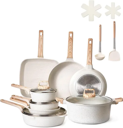 VEVOR Juego de ollas y sartenes antiadherentes, juego de utensilios de cocina de granito, utensilios de cocina de inducción, juegos de cocina de RV