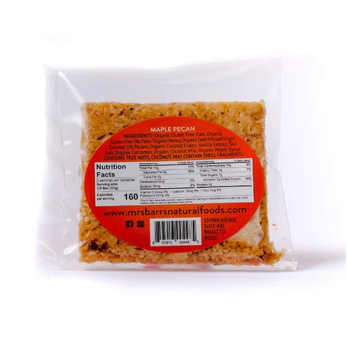 Miniatura 3 de Mrs. Barr's Natural Foods Barras de granola Nuez de arce Avena orgánica certificada sin gluten Textura suave Lote pequeño Calidad gourmet