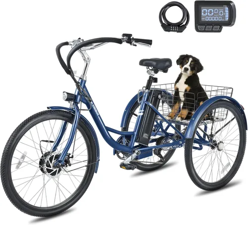Miniatura 14 de VIRIBUS Triciclo eléctrico para adultos, triciclo eléctrico de 24 26 pulgadas con batería extraíble de 468 Wh, 250 W/350 W (pico 500 W) bicicletas