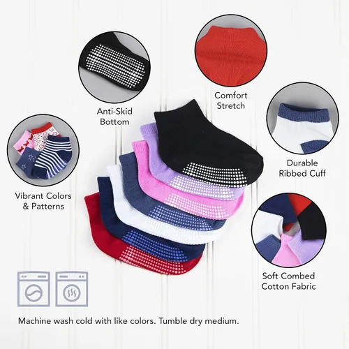 Miniatura 2 de Debra Weitzner 12 Pairs Non-Slip Toddler Socks With Grips for Baby Boys and Girls Anti-Slip Crew Socks for Infants and Kids