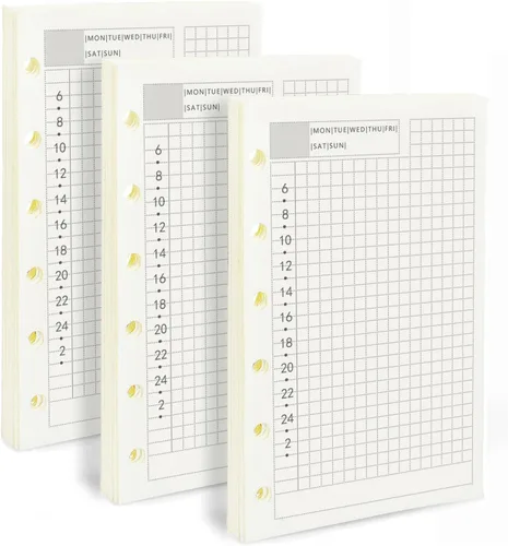 Miniatura 10 de Papel de repuesto para planificador mensual A6, sin fecha, 6 agujeros perforados, papel de relleno para oficina universitaria, 100gsm, 135 hojas/270
