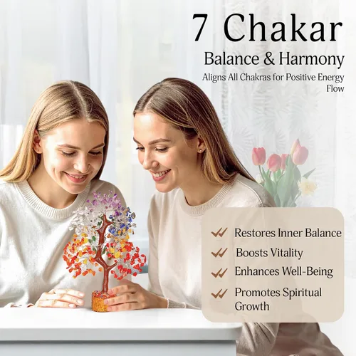 Miniatura 3 de YATSKIA Árbol de la vida de cristal de 7 chakras, piedras preciosas y cristales, decoración de oficina en casa, regalos de cumpleaños para mujeres