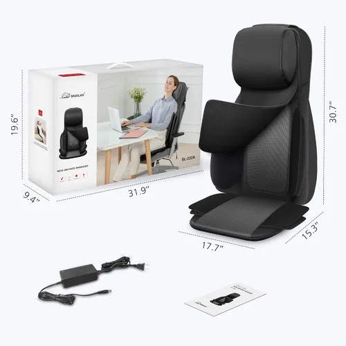Miniatura 8 de SNAILAX - Masajeador Shiatsu para espalda con calor, almohadilla de masaje para silla de amasamiento 3D, masajeador para cuello y espalda