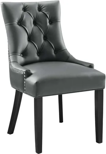 Regent - Silla de comedor de cuero vegano copetudo en color gris