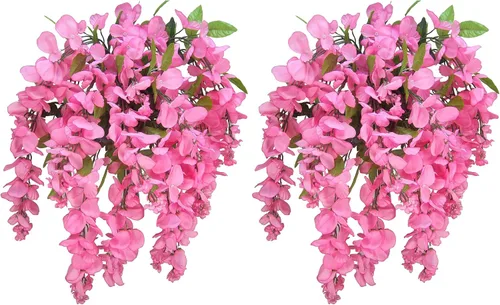 Miniatura 8 de Flores de glicina artificial para mata colgante larga, 15 tallos, para decoración y arreglo del hogar, boda, restaurante y oficina Belleza