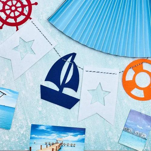 Miniatura 5 de 2 banderines náuticos para decoración de puerta de crucero, velero, yate, faro, guirnalda para fiesta de cumpleaños temática náutica, decoración
