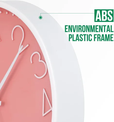 Miniatura 4 de Reloj de pared de 10 pulgadas, silencioso, sin tictac, estilo moderno y simple, redondo, decorativo, con esfera estereoscópica de cuarzo, para Rosa