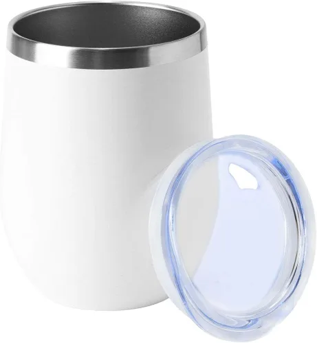 Miniatura 27 de HASLE OUTFITTERS Vaso de vino de 12 onzas con tapa, copas de vino sin tallo, tazas de viaje al vacío de doble pared, taza de café de acero Acero