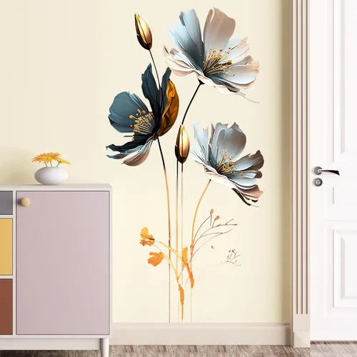 Miniatura 7 de Calcomanía de pared de loto en relieve de estilo chino, calcomanía de pared floral en 3D, removible para despegar y pegar, mural de pared para sala
