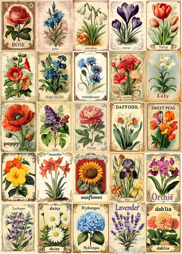 Miniatura 10 de Rompecabezas vintage de flores para adultos de 1000 piezas, rompecabezas de arte único y hermoso collage floral, con temática de plantas