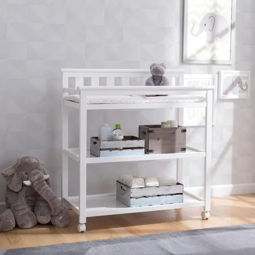 Miniatura 3 de Delta Children Cambiador plano con ruedas y cambiador – Greenguard Gold certificado y cambiador de espuma contorneado con cubierta impermeable