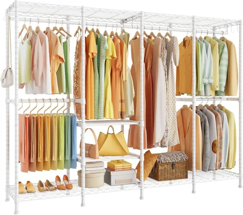 Miniatura 10 de ULIFHOME H41 - Perchero de ropa resistente, perchero para colgar ropa, extra grande, portátil, independiente, 78.5 pulgadas de ancho x 15.8 pulgadas