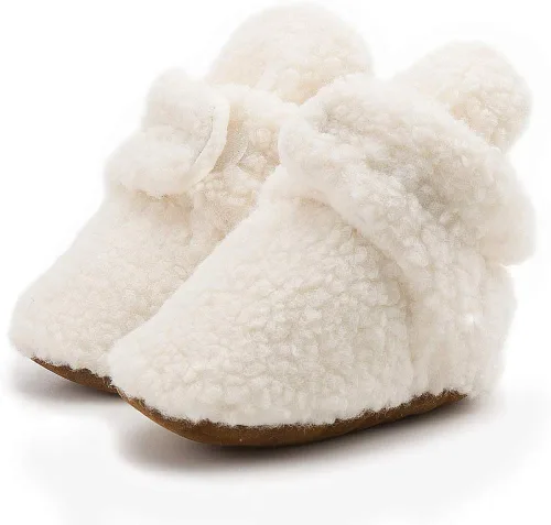 Oamico Botines de algodón para recién nacido, suela suave, para invierno, cálidos, para niños pequeños, acogedores, de forro polar, zapatos de casa