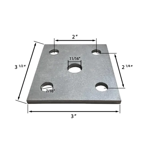 Miniatura 3 de A.A Kit de pernos cuadrados en U y placa de amarre para eje de remolque de 1-1/2", zinc galvanizado