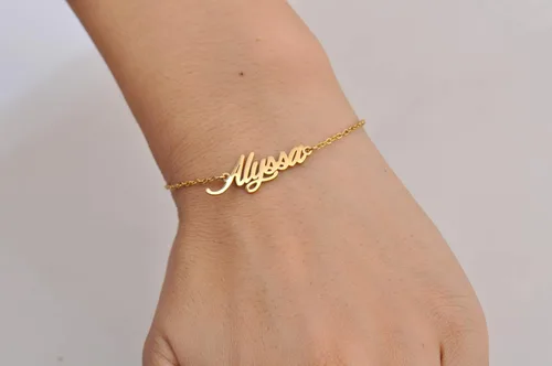 Miniatura 5 de HUAN XUN - Collar con nombre personalizado en plata dorada