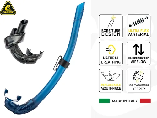 Miniatura 4 de Cressi Esnórquel Corsica Premium Ultra Flexible (Hecho en Italia) (Azul Nery)