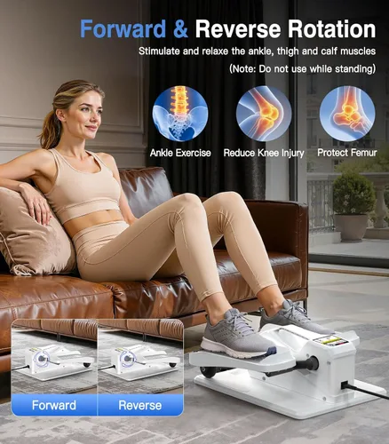 Miniatura 5 de Portable Under Desk Elliptical Machine with Wireless Remote. 12 Manual & 3 Automatic Speeds. Pedal Ellipse Leg Exerciser. Leg Exerciser While Blanco