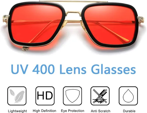 Miniatura 3 de Tony Stark - Gafas de sol vintage con marco de metal cuadrado para hombres y mujeres, lentes de sol vintage de Iron Man y Spider-Man