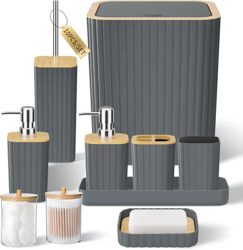 Miniatura 68 de XLHOMO Bathroom Set- 25PC Beige Bathroom Set, Bathroom Set with Shower Curtain and Rugs, Beige Shower Curtain Set, Toilet Brush, Bathroom Trash Can