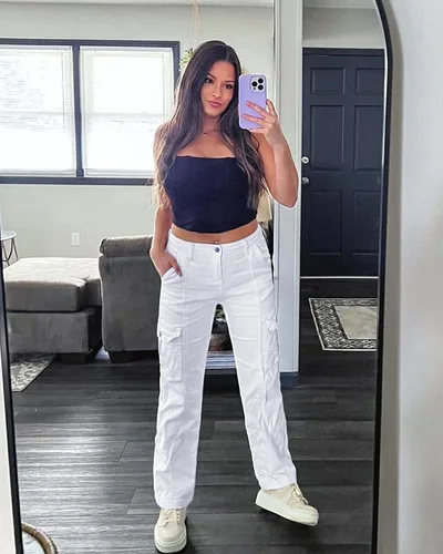 Miniatura 8 de GRAPENT Pantalones cargo para mujer, casuales, de cintura alta, holgados, elásticos, de pierna recta, traje occidental, pantalones Y2K con bolsillos