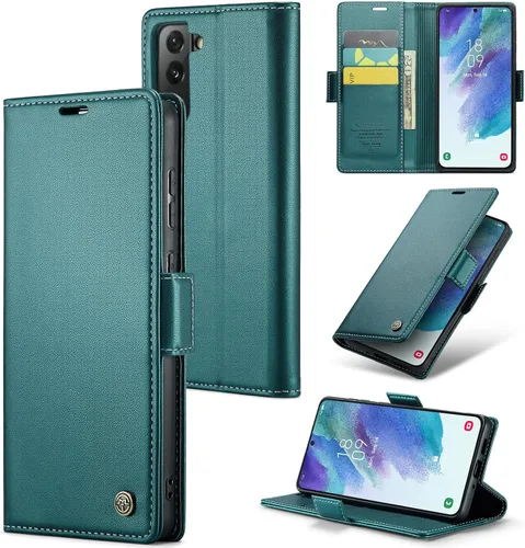 Miniatura 28 de Funda tipo cartera compatible con Samsung Galaxy S21 con tarjetero de bloqueo RFID, funda de piel con función atril para Samsung Galaxy S21 de 6.2