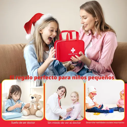 Miniatura 7 de Kit de médico para niños, 36 piezas de juego de doctor para niños pequeños de 3 a 5 años con bolsa médica y estetoscopio real, juego de doctor