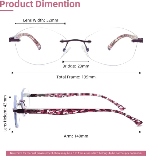 Miniatura 2 de Gafas de lectura progresivas multienfoque para mujer, multifocal, sin marco, para mujer, con bloqueo de luz azul trifocal