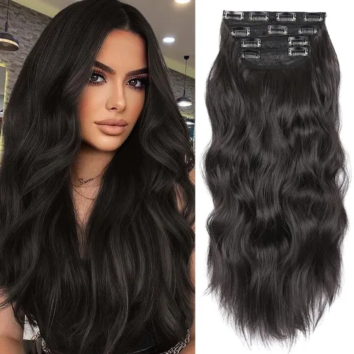 Miniatura 33 de 4 extensiones de cabello sintético suave y natural para mujer, rubio miel, mezcla de castaño castaño, extensiones para mujer