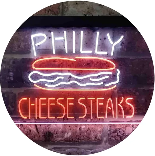 Miniatura 20 de ADVPRO Philly Cheese Steaks Café - Letrero de neón LED de doble color, azul y rojo, 24 x 16 pulgadas st6s64-i3850-br