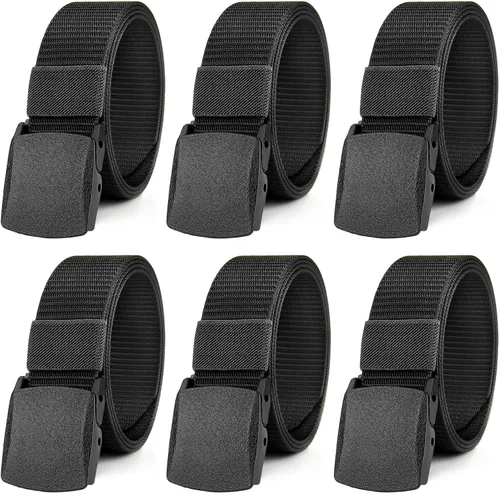 Paquete de 6 cinturones tácticos militares de nailon para hombres/mujeres, cinturones de trabajo de lona con hebilla de plástico